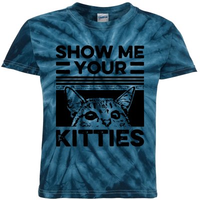 Cat Show Me Your Kitties Version 2 Funny Vintage Kids Tie-Dye T-Shirt