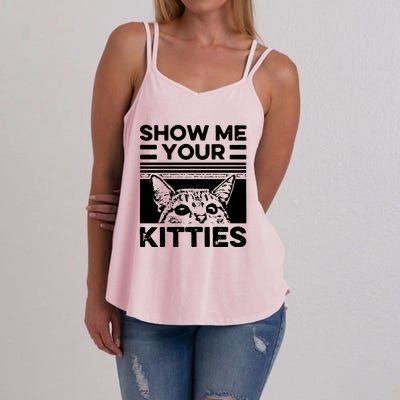 Cat Show Me Your Kitties Version 2 Funny Vintage Women's Strappy Tank