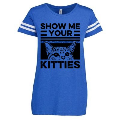 Cat Show Me Your Kitties Version 2 Funny Vintage Enza Ladies Jersey Football T-Shirt