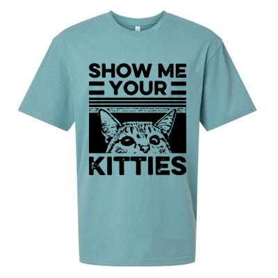 Cat Show Me Your Kitties Version 2 Funny Vintage Sueded Cloud Jersey T-Shirt