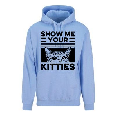 Cat Show Me Your Kitties Version 2 Funny Vintage Unisex Surf Hoodie