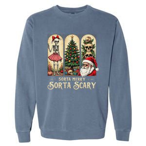 Christmas Sorta Merry Sorta Scary Gothic Garment-Dyed Sweatshirt