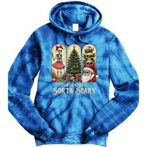 Christmas Sorta Merry Sorta Scary Gothic Tie Dye Hoodie