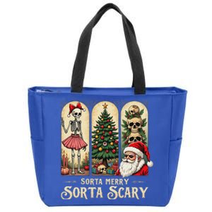 Christmas Sorta Merry Sorta Scary Gothic Zip Tote Bag