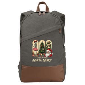 Christmas Sorta Merry Sorta Scary Gothic Cotton Canvas Backpack