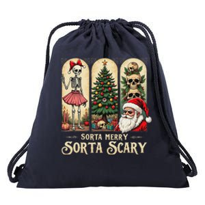 Christmas Sorta Merry Sorta Scary Gothic Drawstring Bag