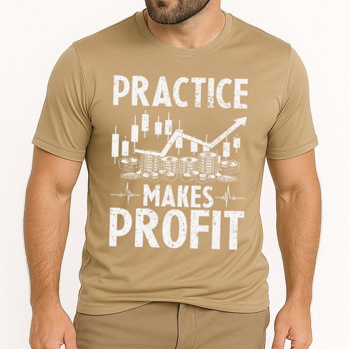 Crypto Stock Market Trader Practice Makes Profit Cooling Performance Crew T-Shirt
