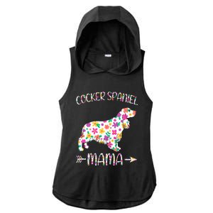 Cocker Spaniel Mama Floral Dog Mom Mothers Day Ladies PosiCharge Tri-Blend Wicking Draft Hoodie Tank