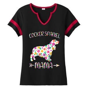 Cocker Spaniel Mama Floral Dog Mom Mothers Day Ladies Halftime Notch Neck Tee