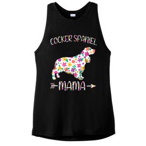 Cocker Spaniel Mama Floral Dog Mom Mothers Day Ladies PosiCharge Tri-Blend Wicking Tank