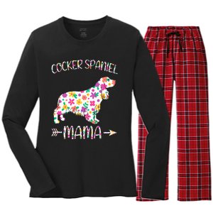 Cocker Spaniel Mama Floral Dog Mom Mothers Day Women's Long Sleeve Flannel Pajama Set 