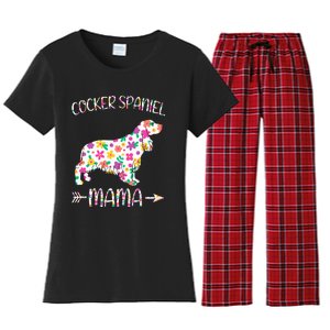 Cocker Spaniel Mama Floral Dog Mom Mothers Day Women's Flannel Pajama Set