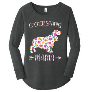 Cocker Spaniel Mama Floral Dog Mom Mothers Day Women's Perfect Tri Tunic Long Sleeve Shirt