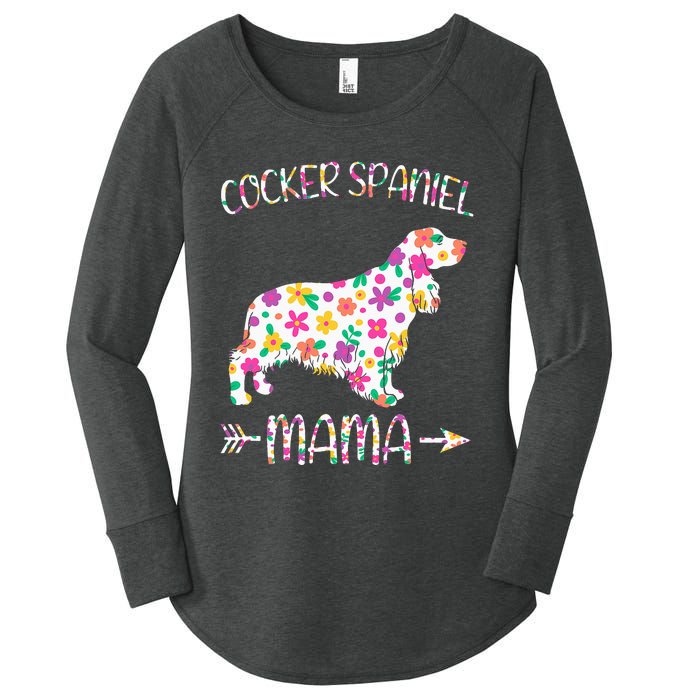 Cocker Spaniel Mama Floral Dog Mom Mothers Day Women's Perfect Tri Tunic Long Sleeve Shirt