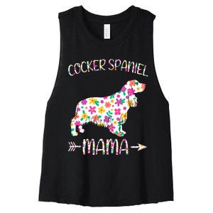 Cocker Spaniel Mama Floral Dog Mom Mothers Day Women's Racerback Cropped Tank