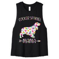 Cocker Spaniel Mama Floral Dog Mom Mothers Day Women's Racerback Cropped Tank