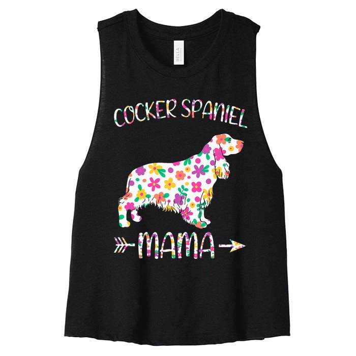 Cocker Spaniel Mama Floral Dog Mom Mothers Day Women's Racerback Cropped Tank