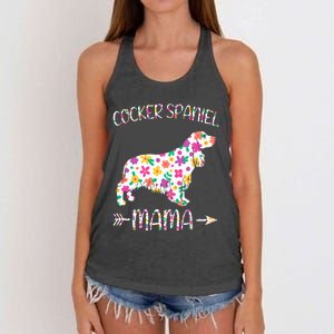 Cocker Spaniel Mama Floral Dog Mom Mothers Day Women's Knotted Racerback Tank