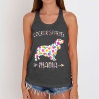 Cocker Spaniel Mama Floral Dog Mom Mothers Day Women's Knotted Racerback Tank