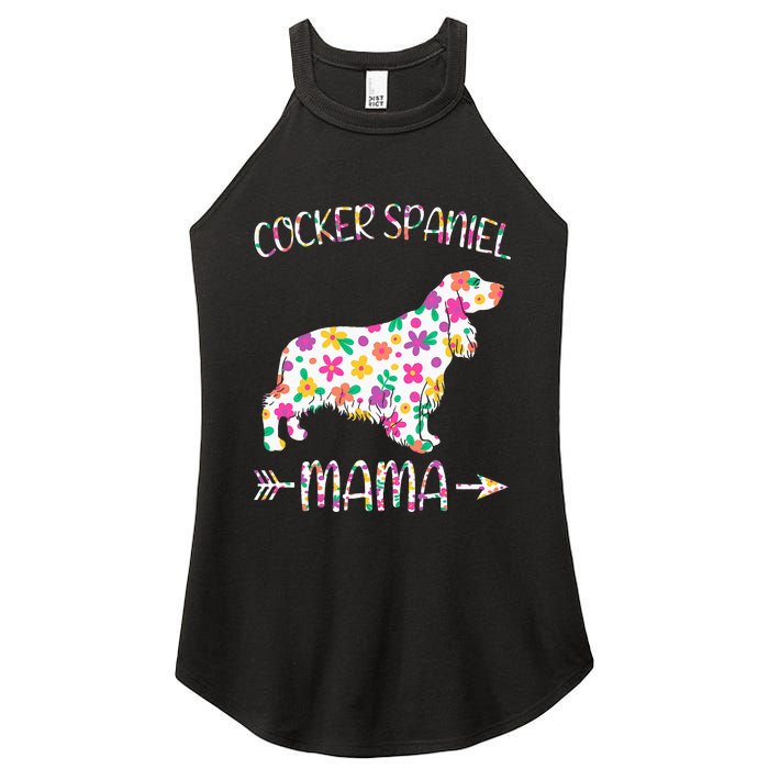 Cocker Spaniel Mama Floral Dog Mom Mothers Day Women's Perfect Tri Rocker Tank