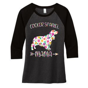 Cocker Spaniel Mama Floral Dog Mom Mothers Day Women's Tri-Blend 3/4-Sleeve Raglan Shirt