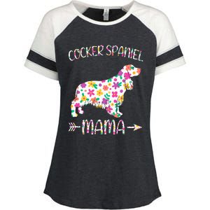 Cocker Spaniel Mama Floral Dog Mom Mothers Day Enza Ladies Jersey Colorblock Tee