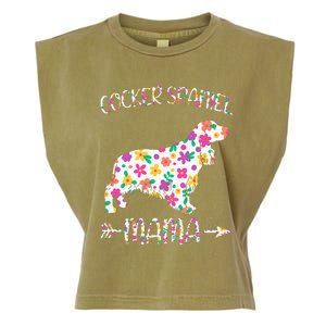 Cocker Spaniel Mama Floral Dog Mom Mothers Day Garment-Dyed Women's Muscle Tee