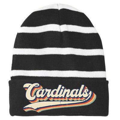 Cardinals Sports Name Vintage Retro Gift Striped Beanie with Solid Band