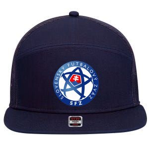 Cool Slovakia National Football Soccer Team Art Logo 7 Panel Mesh Trucker Snapback Hat