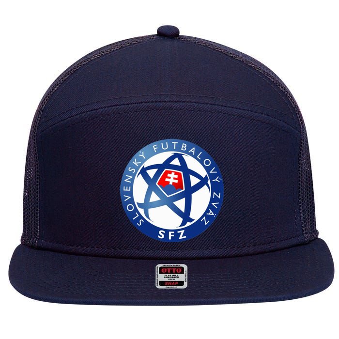 Cool Slovakia National Football Soccer Team Art Logo 7 Panel Mesh Trucker Snapback Hat