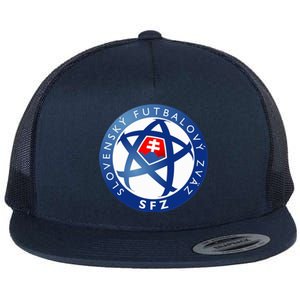 Cool Slovakia National Football Soccer Team Art Logo Flat Bill Trucker Hat