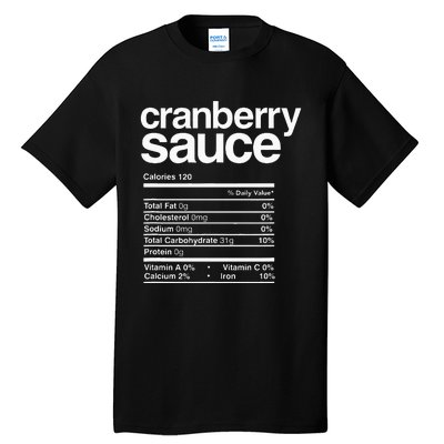 Cranberry Sauce Nutrition Thanksgiving Tall T-Shirt