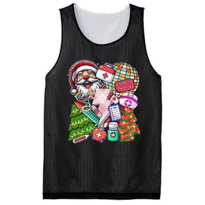 Christmas Santa Nurse Disco Ball Rn Cna Icu Med Surg Picu Mesh Reversible Basketball Jersey Tank