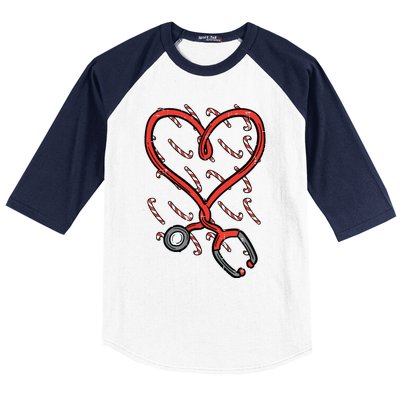 Christmas Stethoscope Nurse Xmas Nursing Scrub Top Women Baseball Sleeve Shirt