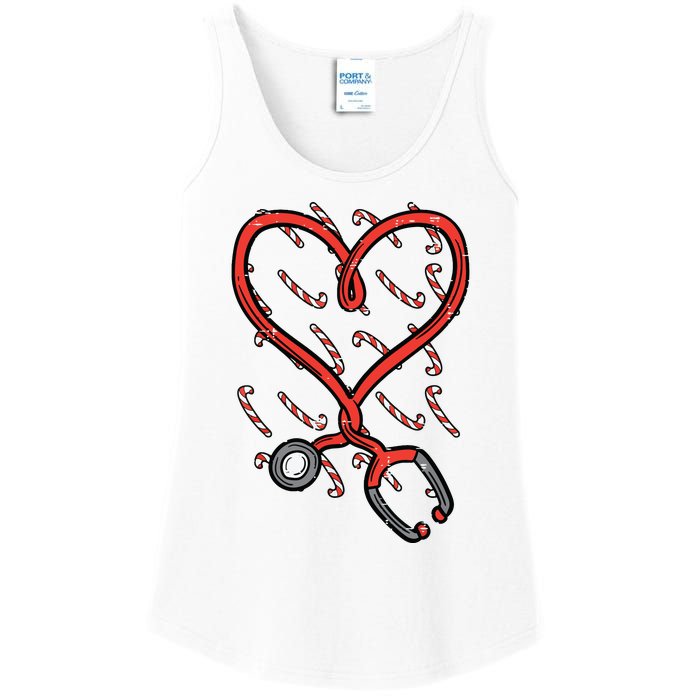 Christmas Stethoscope Nurse Xmas Nursing Scrub Top Women Ladies Essential Tank