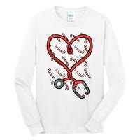 Christmas Stethoscope Nurse Xmas Nursing Scrub Top Women Tall Long Sleeve T-Shirt