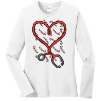 Christmas Stethoscope Nurse Xmas Nursing Scrub Top Women Ladies Long Sleeve Shirt