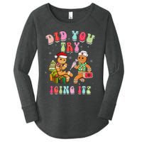 Christmas School Nurse Xmas Did You Try Icing It Gingerbread Women's Perfect Tri Tunic Long Sleeve Shirt