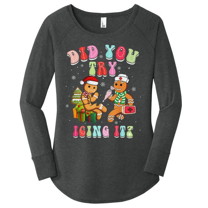 Christmas School Nurse Xmas Did You Try Icing It Gingerbread Women's Perfect Tri Tunic Long Sleeve Shirt