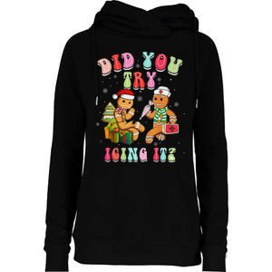 Christmas School Nurse Xmas Did You Try Icing It Gingerbread Womens Funnel Neck Pullover Hood