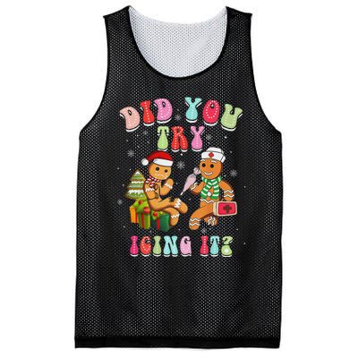 Christmas School Nurse Xmas Did You Try Icing It Gingerbread Mesh Reversible Basketball Jersey Tank