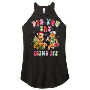 Christmas School Nurse Xmas Did You Try Icing It Gingerbread Women's Perfect Tri Rocker Tank