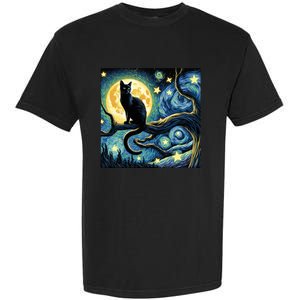 Cat Starry Night Cat Van Gogh Cat Art Funny Cat Garment-Dyed Heavyweight T-Shirt