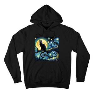 Cat Starry Night Cat Van Gogh Cat Art Funny Cat Hoodie