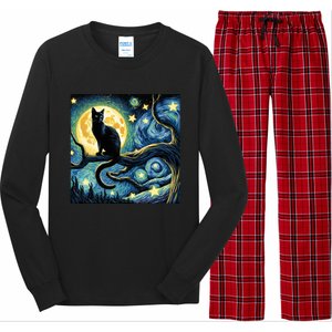 Cat Starry Night Cat Van Gogh Cat Art Funny Cat Long Sleeve Pajama Set