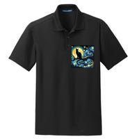 Cat Starry Night Cat Van Gogh Cat Art Funny Cat Dry Zone Grid Polo