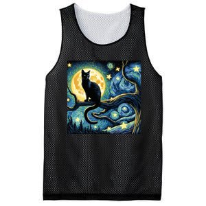 Cat Starry Night Cat Van Gogh Cat Art Funny Cat Mesh Reversible Basketball Jersey Tank