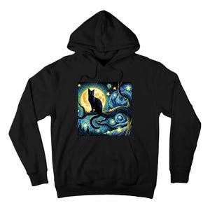 Cat Starry Night Cat Van Gogh Cat Art Funny Cat Tall Hoodie