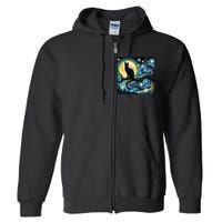 Cat Starry Night Cat Van Gogh Cat Art Funny Cat Full Zip Hoodie