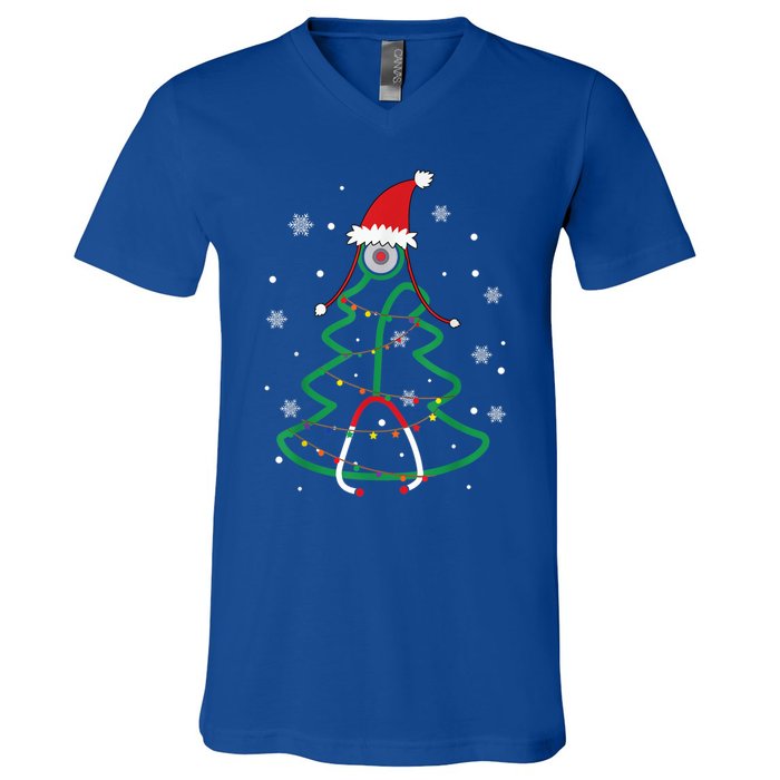 Christmas Stethoscope Nurse Xmas Nursing Scrub Top Cute Gift V-Neck T-Shirt